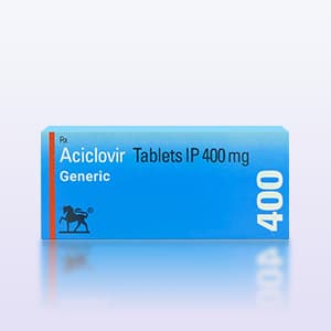 Packung mit Tabletten Aciclovir 400 mg