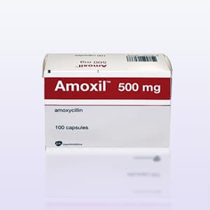 Amoxil (Amoxicillin) Antibiotikum Verpackung  mit Kapseln