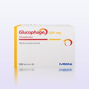 Glucophage (Metformin) -Verpackung zur Behandlung von Diabetes